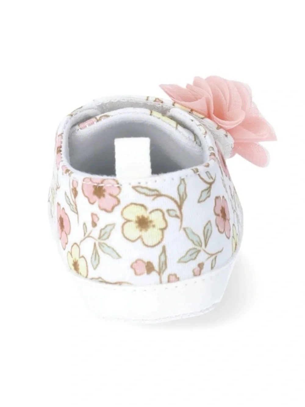 Carter's Child Of Mine White Floral Pink Chiffon Flower Baby Girl Slip-On Shoes